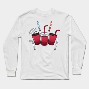 Soda And Straws Long Sleeve T-Shirt